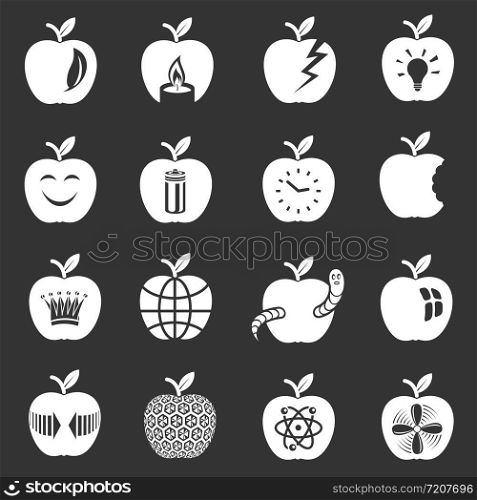 Apple logo icons set vector white isolated on grey background . Apple logo icons set grey vector