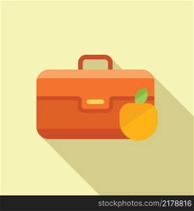 Apple lunch box icon flat vector. Healthy meal. School breakfast. Apple lunch box icon flat vector. Healthy meal