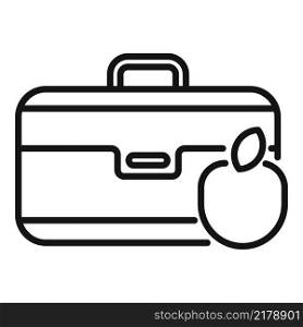 Apple lunch box icon outline vector. Healthy meal. School breakfast. Apple lunch box icon outline vector. Healthy meal
