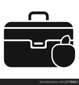 Apple lunch box icon simple vector. Healthy meal. School breakfast. Apple lunch box icon simple vector. Healthy meal
