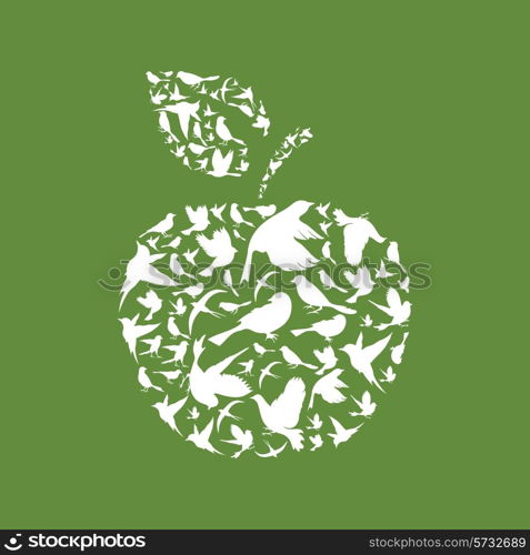 Apple made of birds. A vector illustration