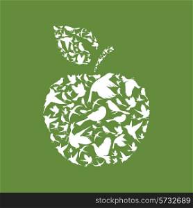 Apple made of birds. A vector illustration