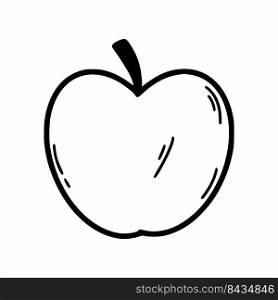 Apple on white background. Vector doodle illustration. Sketch.