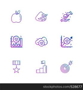 apple , paint, coin , share , cloud , star , badge , position , dart , focus , target ,icon, vector, design, flat, collection, style, creative, icons