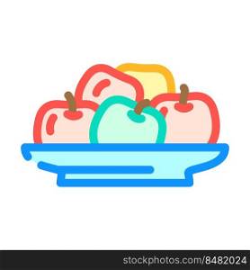 apple pile plate color icon vector. apple pile plate sign. isolated symbol illustration. apple pile plate color icon vector illustration