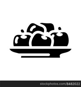 apple pile plate glyph icon vector. apple pile plate sign. isolated symbol illustration. apple pile plate glyph icon vector illustration