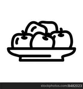 apple pile plate line icon vector. apple pile plate sign. isolated contour symbol black illustration. apple pile plate line icon vector illustration