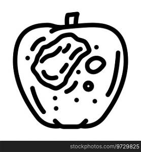 apple rotten food line icon vector. apple rotten food sign. isolated contour symbol black illustration. apple rotten food line icon vector illustration