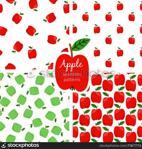 Apple seamless pattern, green and red fruits. Background fruit food. Vector illustration. Apple seamless pattern, green and red fruits