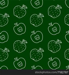 Apple seamless pattern. Hand drawn fresh fruit. Vector sketch background. Color doodle wallpaper