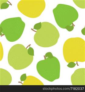 Apple seamless pattern. Hand drawn fresh fruit. Vector sketch background. Fashion design. Food print for clothes, kitchen tablecloth or dishcloth