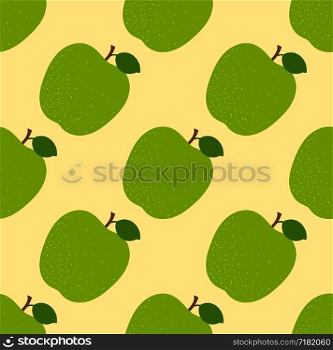 Apple seamless pattern. Hand drawn fresh fruit. Vector sketch background. Fashion design. Food print for clothes, kitchen tablecloth, curtain or dishcloth