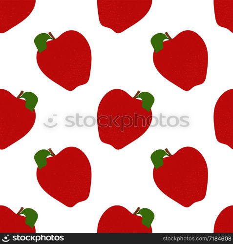 Apple seamless pattern. Hand drawn fresh fruit. Vector sketch background. Fashion design. Food print for clothes, kitchen tablecloth, curtain or dishcloth