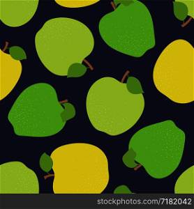 Apple seamless pattern. Vector sketch fresh fruit. Fashion design. Food print for clothes, kitchen tablecloth, curtain or dishcloth