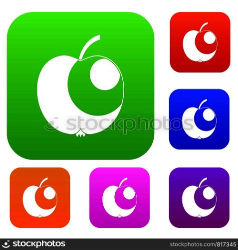 Apple set icon color in flat style isolated on white. Collection sings vector illustration. Apple set color collection