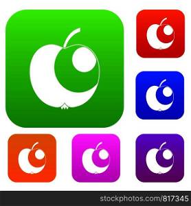 Apple set icon color in flat style isolated on white. Collection sings vector illustration. Apple set color collection