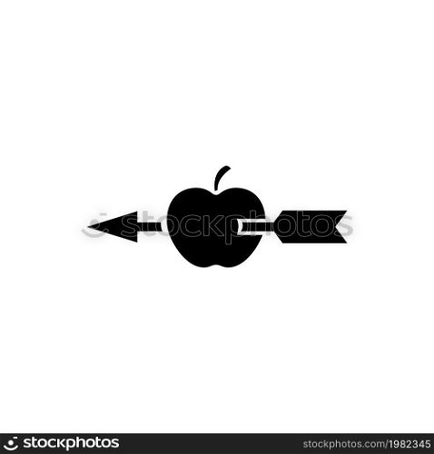Apple Shot with Arrow. Flat Vector Icon. Simple black symbol on white background. Apple Shot with Arrow Flat Vector Icon