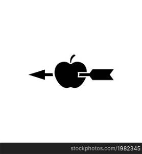 Apple Shot with Arrow. Flat Vector Icon. Simple black symbol on white background. Apple Shot with Arrow Flat Vector Icon