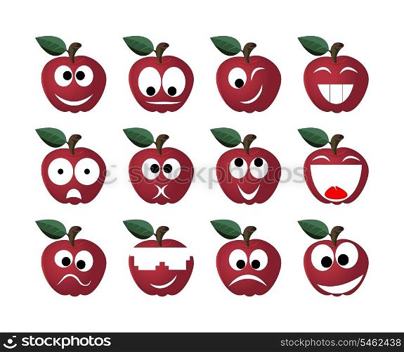 Apple smile. Ridiculous expressions of the person of vegetables and fruit