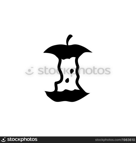 Apple Stub, Stump. Flat Vector Icon illustration. Simple black symbol on white background. Apple Stub, Stump sign design template for web and mobile UI element. Apple Stub, Stump Flat Vector Icon