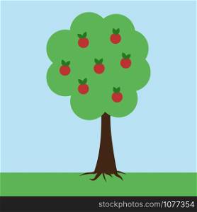 Apple tree, illustration, vector on white background.