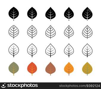 Apple tree leaf vector icons. Nature and ecology. Apple leaves, plant, icons, drawing and more. Isolated apple leaf icon collection for websites on white background. Vector symbol set.