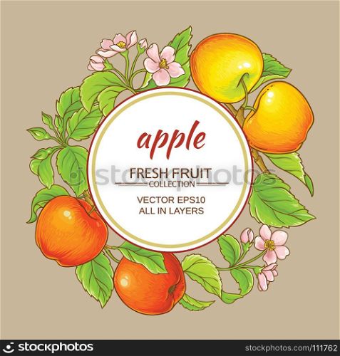 apple vector frame. apple branches vector frame on color background
