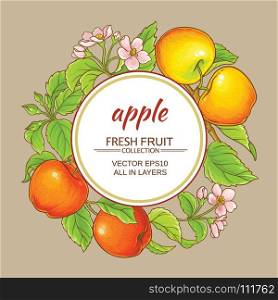 apple vector frame. apple branches vector frame on color background