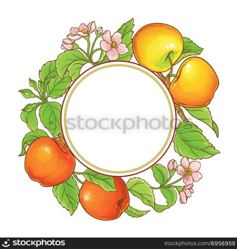 apple vector frame. apple branches vector frame on white background
