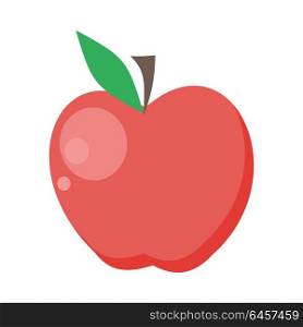 Apple vector in flat style design. Fruit illustration for conceptual banners, icons, mobile app pictogram, infographic, and logotype element. Isolated on white background. . Apple Vector Illustration In Flat Style Design.