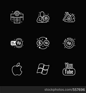 apple , windows , youtube , Nexus , nxs , crypto , currency , crypto cuurency , money , exchange , coin , dollar , graph , icon, vector, design, flat, collection, style, creative, icons