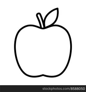 Apple with a leaf, line icon.
