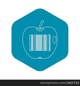 Apple with barcode icon. Outline illustration of apple with barcode vector icon for web. Apple with barcode icon, outline style