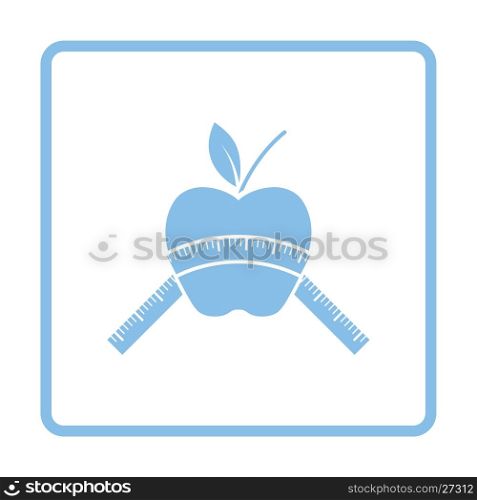 Apple with measure tape icon. Blue frame design. Vector illustration.
