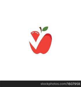 Apple with V letter initial illustration logo vector design