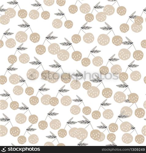 Apples and leaves seamless pattern on white background in Scandinavian style. Design for fabric, textile print, wrapping paper, children textile. Vector illustration. Apples and leaves seamless pattern on white background in Scandinavian style.