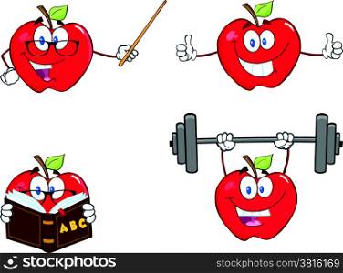 Apples Cartoon Mascot Characters. Set Collection 10
