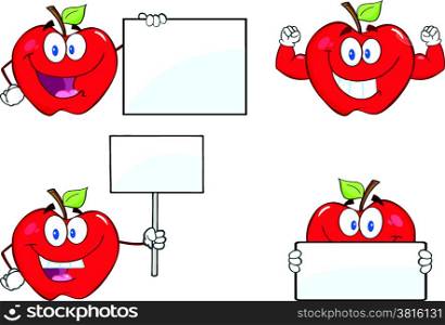 Apples Cartoon Mascot Characters. Set Collection 8