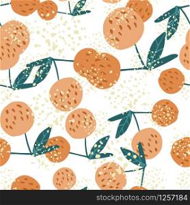 Apples seamless pattern in doodle style. Botanical print. Modern design for fabric, textile print, wrapping paper, children textile. Vector illustration.. Apples seamless pattern in doodle style. Botanical print.