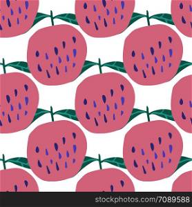 Apples seamless pattern on white background. Cute pink apple in hand drawn style. Design for fabric, textile print, wrapping paper, children textile. Vector illustration. Apples seamless pattern on white background illustration.