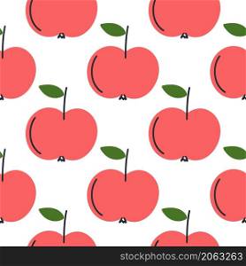 Apples seamless pattern vector illustration. Background with organic healthy food. Simple red apples template for wallpaper, packaging and design. Apples seamless pattern vector illustration