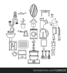 Appliances icons set. Outline set of 25 appliances vector icons for web isolated on white background. Appliances icons set, outline style