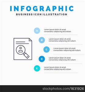 Application, Clipboard, Curriculum, Cv, Resume, Staff Line icon with 5 steps presentation infographics Background