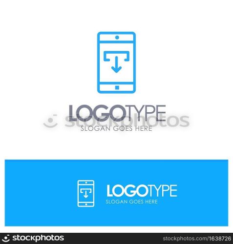Application, Data, Download, Mobile, Mobile Application Blue Outline Logo Place for Tagline