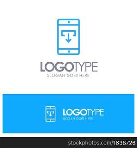 Application, Data, Download, Mobile, Mobile Application Blue Outline Logo Place for Tagline
