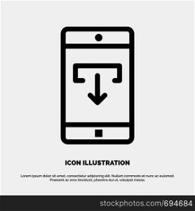 Application, Data, Download, Mobile, Mobile Application Line Icon Vector