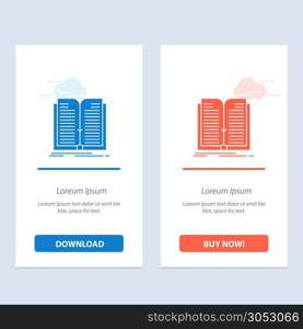 Application, File, Transfer, Book Blue and Red Download and Buy Now web Widget Card Template