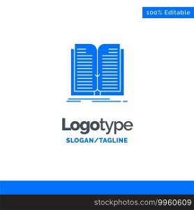 Application, File, Transfer, Book Blue Solid Logo Template. Place for Tagline