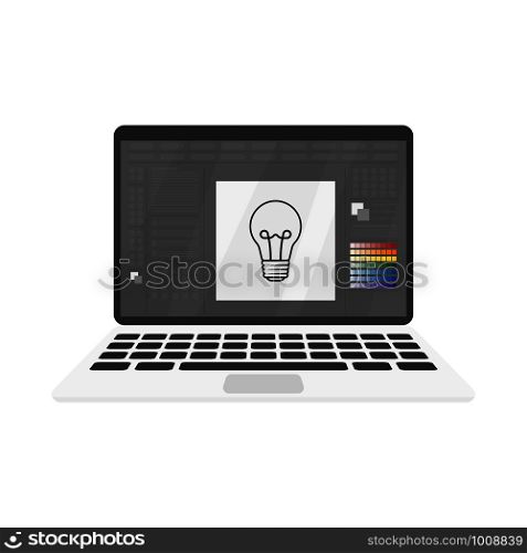 application for graphic design on a laptop, vector. application for graphic design on a laptop