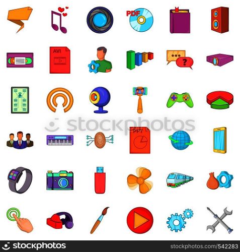 Application for mobile icons set. Cartoon style of 36 application for mobile vector icons for web isolated on white background. Application for mobile icons set, cartoon style